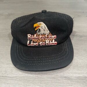 Vtg 80s Ride To Live Motorcycle‎ Kids Snapback Hat American Eagle Mesh Trucker